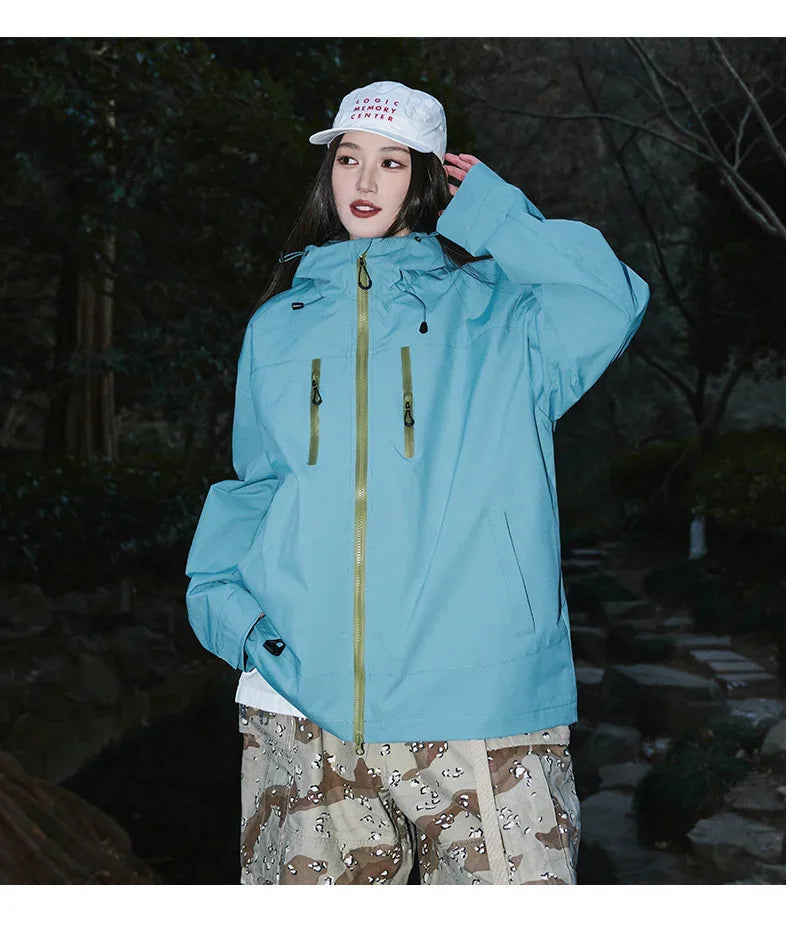 Gorpcore Waterproof Jacket Mens Couple's Ski Oversized Zipper Pocket Windbreaker Autumn High Quality Travel Camping Hooded Coats