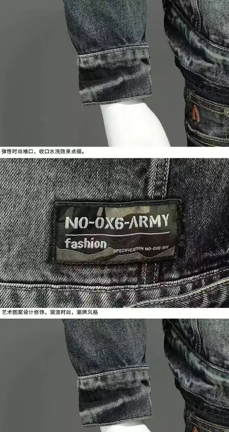 High quality Padded Denim Jackets Man Warm Button Korea Elatic Clothing  Lxury Worn Washed Cowboy Coat for Men