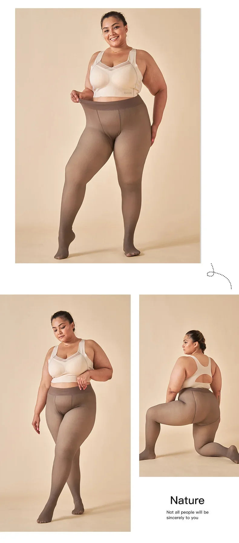 Plus Size Women's Fleece Warm Winter Tights Leggings Thick Fleece Panty Fake Translucent Pantyhose Thermal Stockings Woman