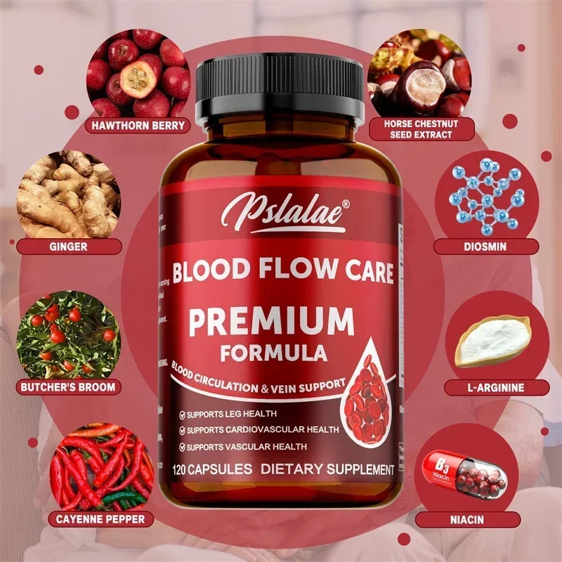 Blood Flow Care Capsules - Promotes Heart Health and Blood Circulation, Improves Varicose Veins, and Relieves Discomfort