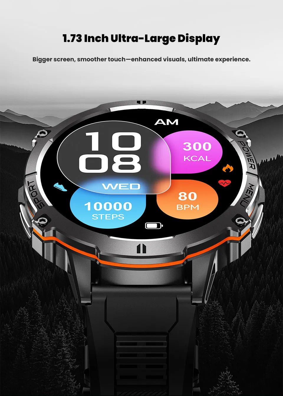 New Outdoor 1000mAh Battery Men Adult Smart Watch GPS Compass Altimeter 10ATM Waterproof Heart Rate BT Call Sport Man Smartwatch