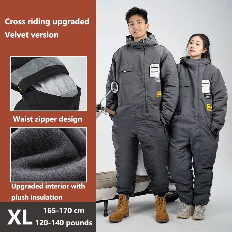 Motorcycle Riding Suit Windproof Plus Velvet Thickened Double-sided Waterproof Snowmobile Jacket Winter Warm Suit for Men Women