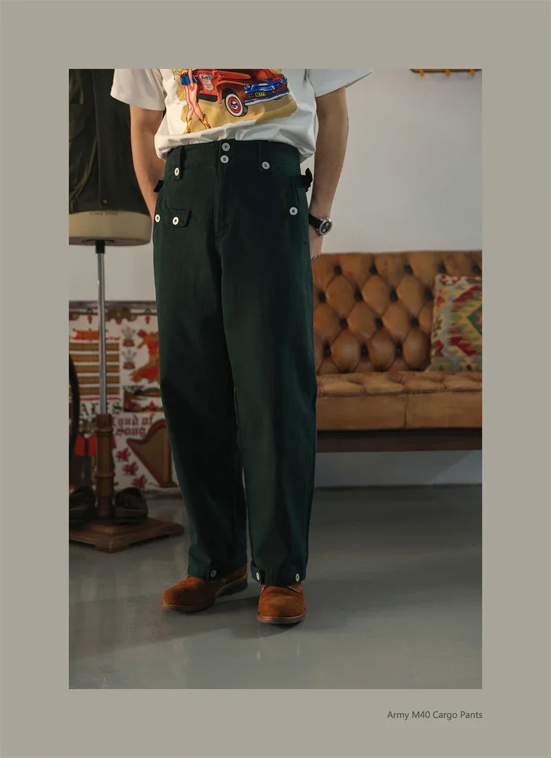 Second Order Army M40 Cargo Pants German Style Vintage Inspired Chino Trousers