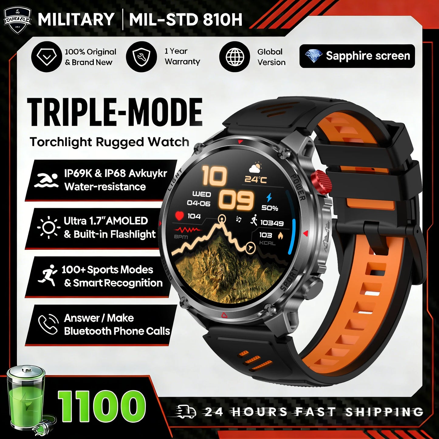 New T-Rex3 Ultra 1100mAh Battery Smart Watch GPS Track Compass IP69K Waterproof Sports tracker Outdoors Military Smartwatches