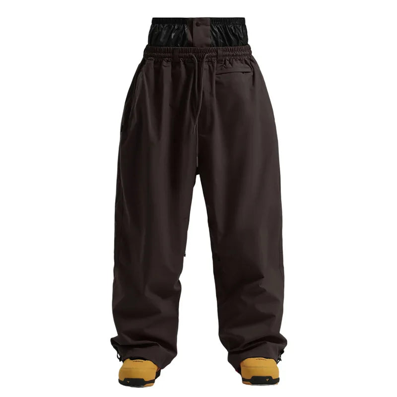 Gsou Snow 2025 Unisex Loose Fit Cargo Ski Pants - Waterproof Windproof Snowboard Trousers for Men & Women Winter Snow Gear