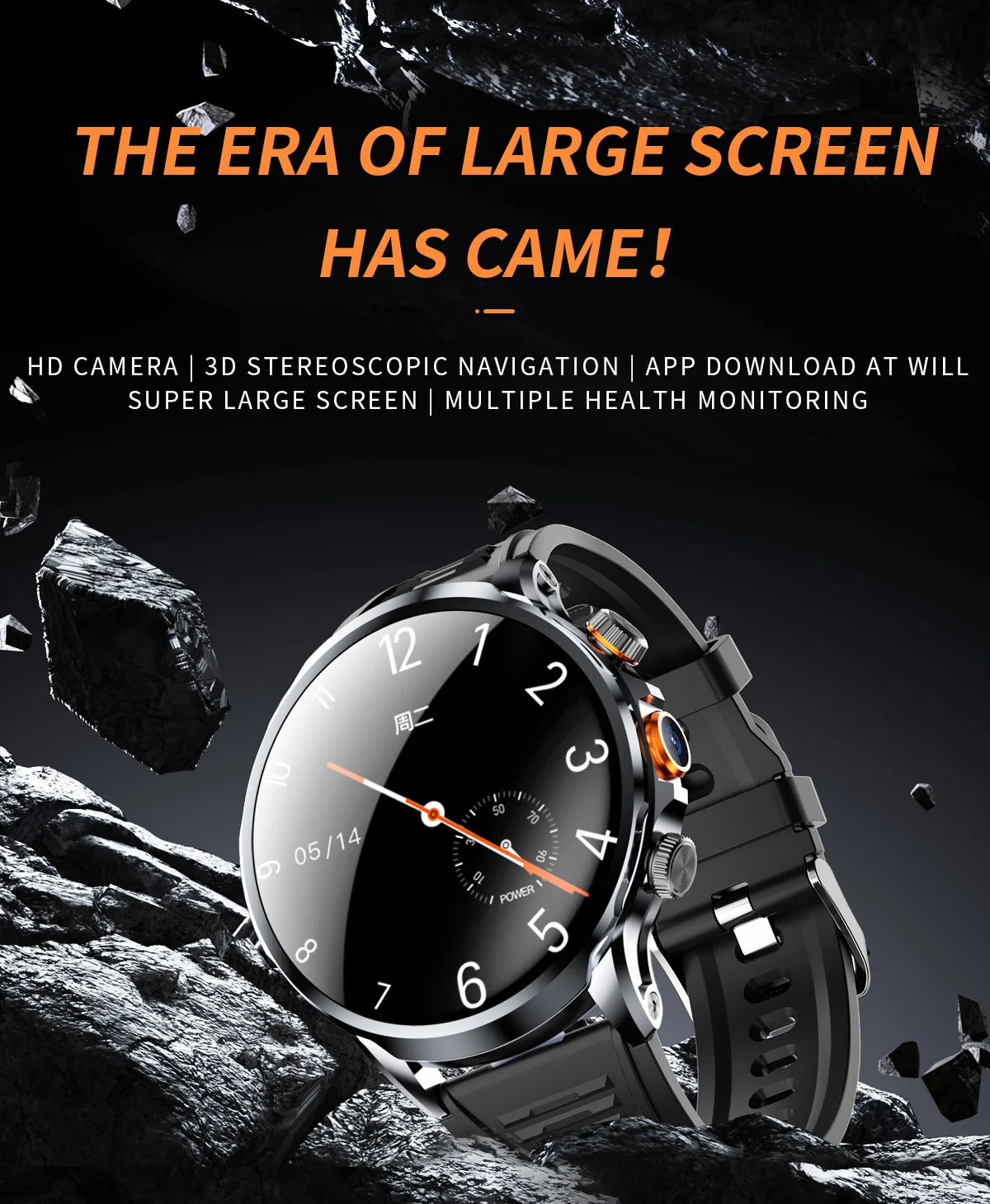 16+256GB Android H18 Smartwatch 4G LTE 1100Mah Battery Play Store Heart Rate 1.95 inch Spherical screen Smart Watch Men GPS WIFI