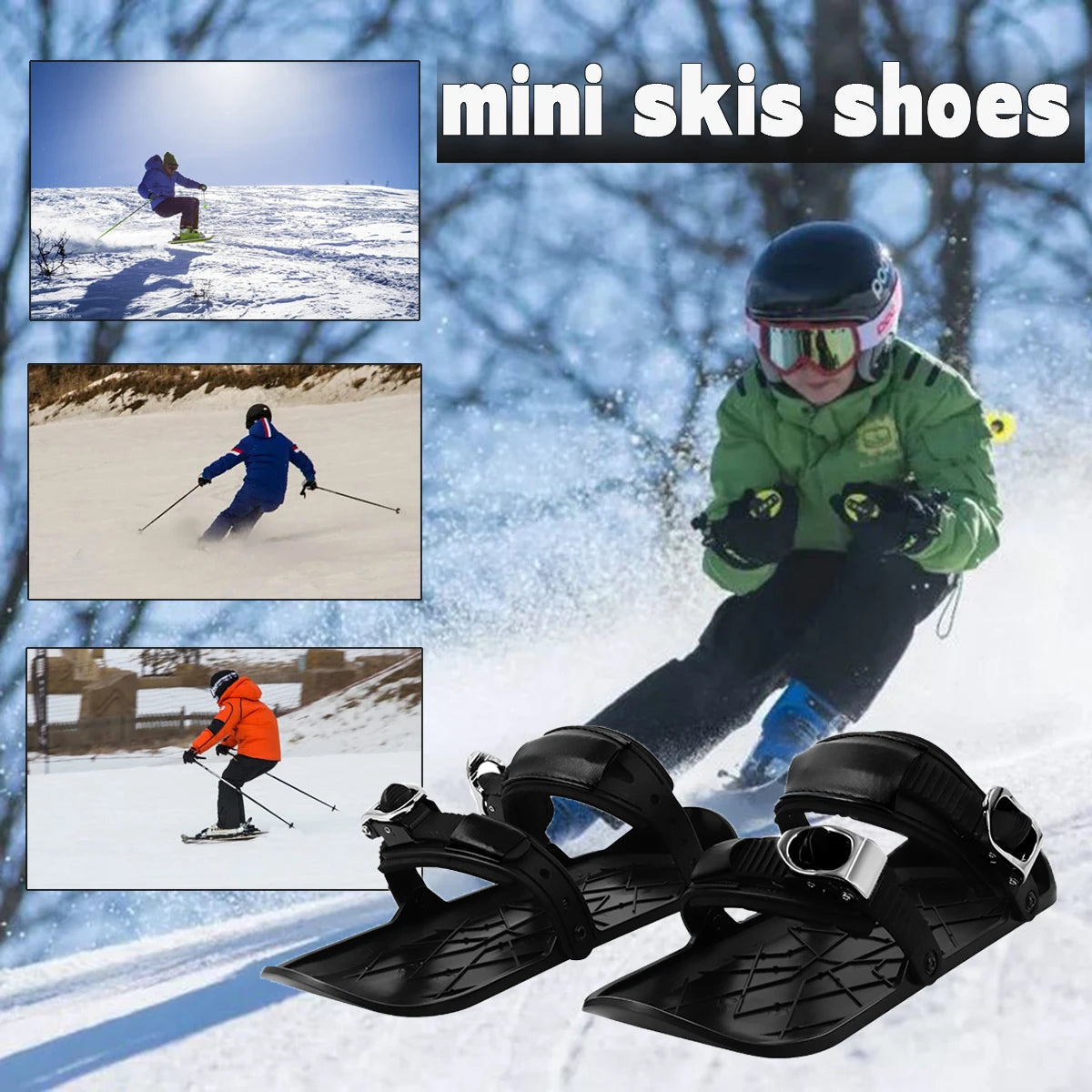 Mini Adjustable Short Skis Skates for Snow Snow Shoes Mini Skis Shoes Snow Walking Shoes for Winter Outdoor Sports
