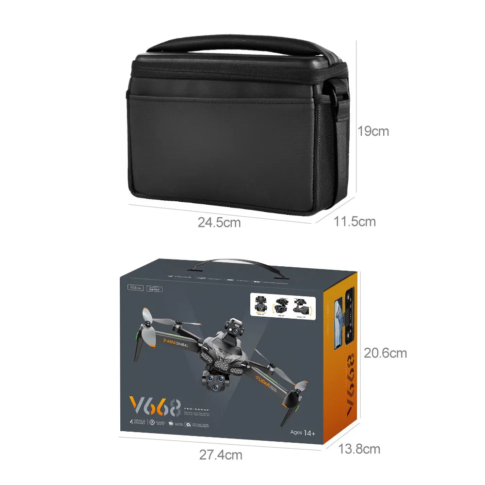 V668 GPS Drone 8K Professional 3-Axis PTZ HD Three Camera 5G WIFI FPV Dron Obstacle Avoidance Brushless Motor RC Quadcopter Toys