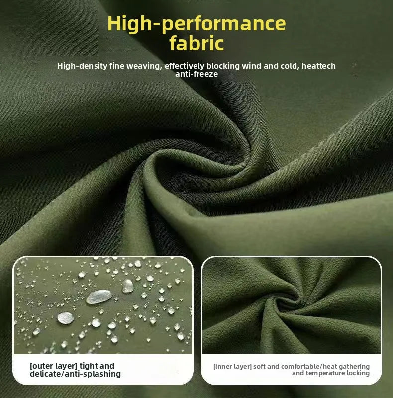 Skin Soft Shell Jacket Men's Winter Waterproof and Windproof Jacket Velvet Warm Cycling Mountaineering Ski Jacket Camouflage