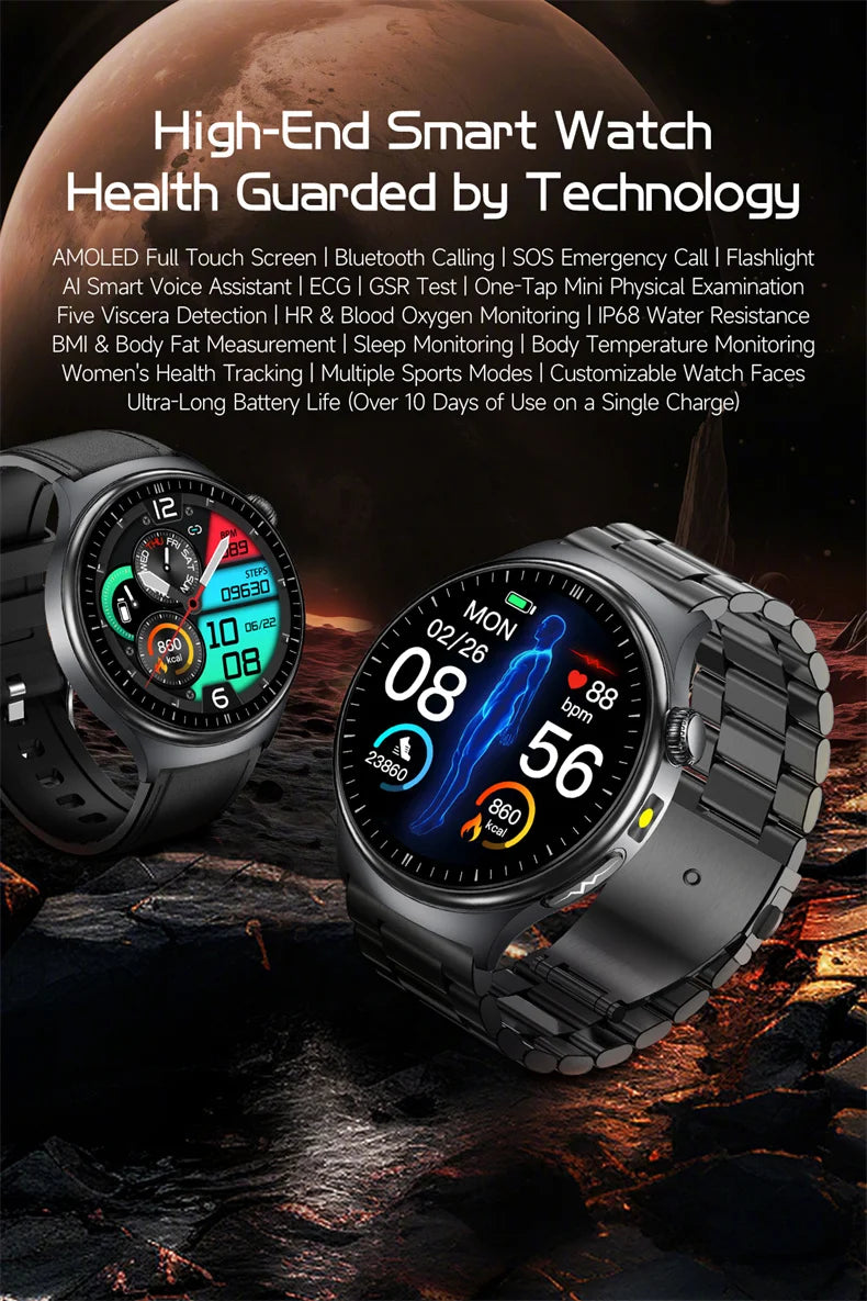 2026New Health Diagnosis Smart Watches Men Sport ECG Heart Rate Blood Pressure Uric acid Waterproof Smartwatches For Men women