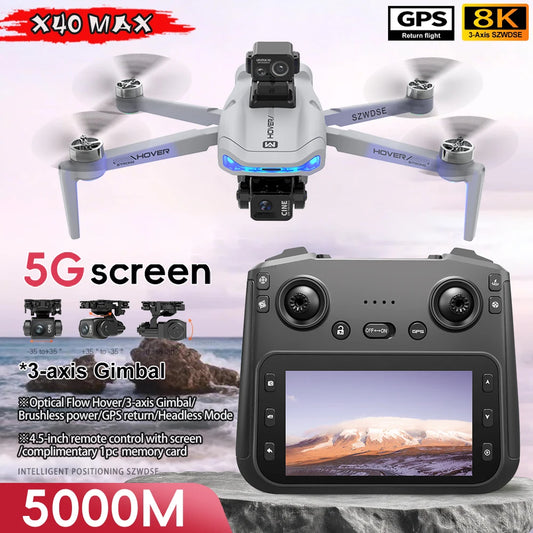 X40 PRO GPS Drone 8K HD Camera 3-axis gimbal Aerial Photography 5G WIFI Brushless Avoid Obstacles FPV Fishing Dron RC Quadcopter