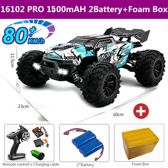 4WD 1:16 80KM/H Super Brushless 50KM/H Brushed RC Car 4x4 Off Road Remote Control High Speed Drift Racing Truck Toy Kids Adults