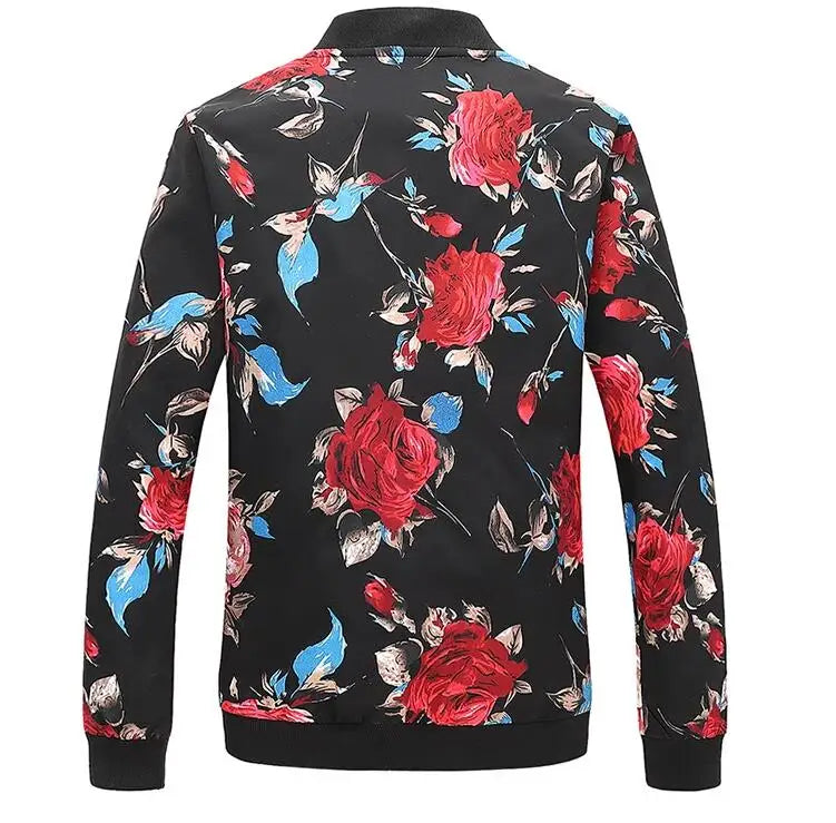 New Men Long Sleeved Baseball Collar Casual Sports Jacket Fashion Male Daily High Street Flower Coats