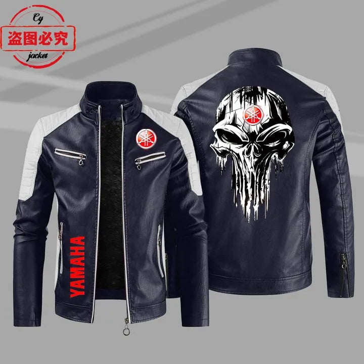 European Size Yamaha Motorcycle Logo Printed Riding Suit PU Leather Jacket Autumn/winter Men's Jacket Racing Suit Workwear