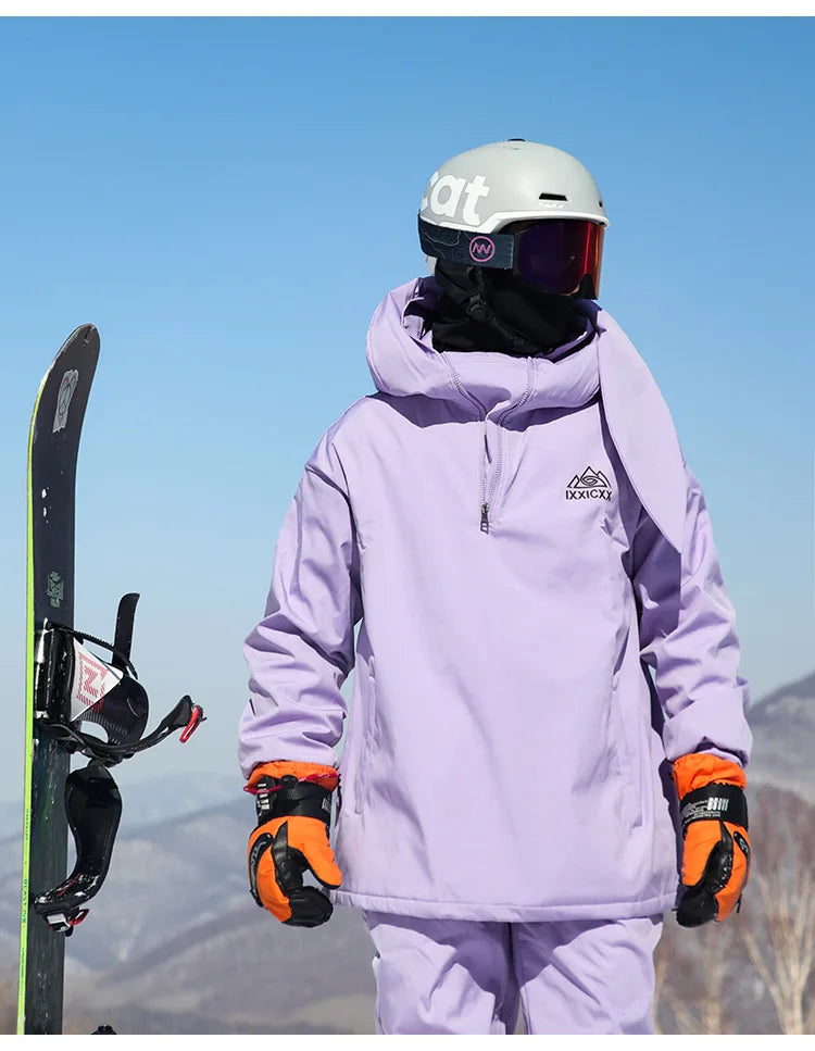 New Trendy Windproof And Warm Rabbit Ear Snow Clothes Men's And Women's Velvet Ski Clothes Set Couple Snow Clothes