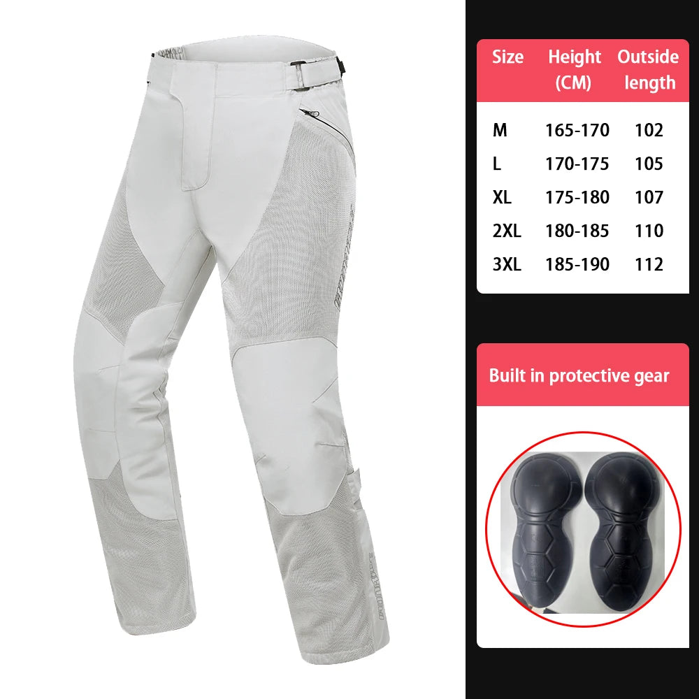 Summer Motorcycle Pants Man Mesh Lightweight Breathable Outdoor Motorbike Riding Pants With Protective Gear Motocross Pants