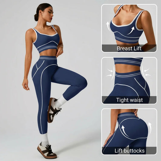 Women's Seamless Yoga Set - Sports Bra & High Waist Leggings Activewear for Gym Workout Fitness Exercise Stretch Athletic Outfit
