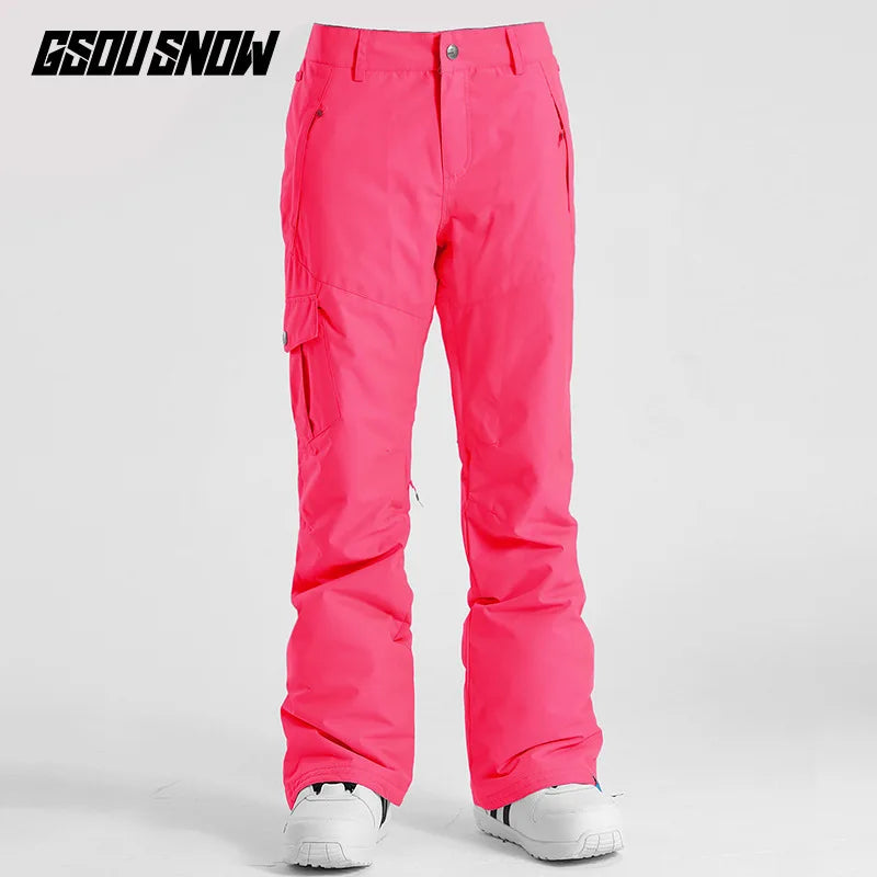 GSOU SNOW New Winter -35 degree Ski Pants Women Waterproof Snow Snowboard Pants Outdoor  Camping Women Trousers Punch pants