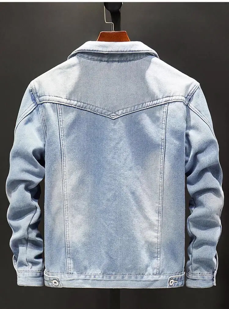 Men's Denim Cotton Jaet Fce Lined Thi Warm Outerwear Korean Sle Versatile Student Jaet Top Trendy Autumn Winter Coat