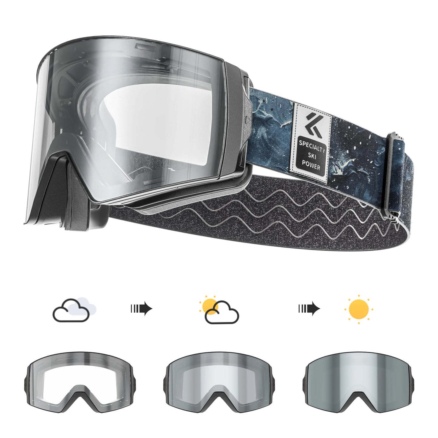 KAPVOE Outdoor Photochromic Ski Goggles Winter Snow Sports for Unisex Snow Glasses UV400 Anti-fog Magnetic Snowboard Glasses
