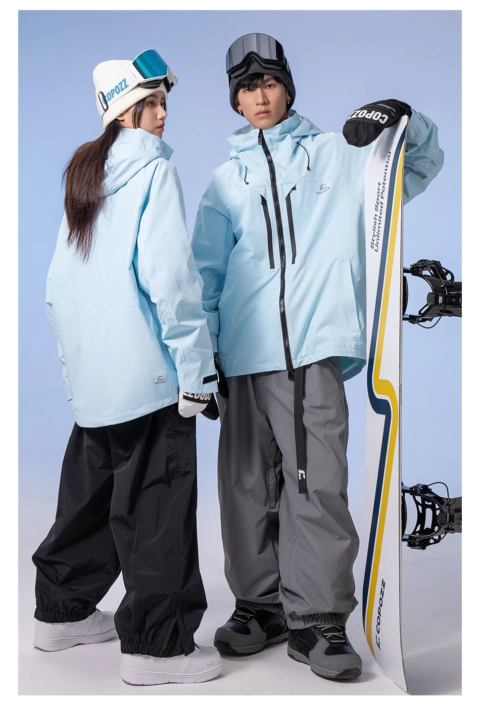 COPOZZ Thicken 3L Ski Jacket Men Women Windproof Waterproof Winter Ski Coat Ski Wear Solid Color Hooded Warm Snowboard Ski Suit