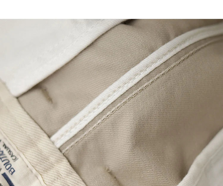 Straight pants American casual Chino cargo retro simple beige white khaki cotton casual pants for men