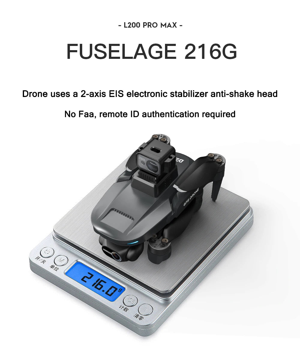 L200 PRO MAX Drone 4K Professional EIS Camera 2-Axis Gimbal 360° Obstacle Avoidance Brushless Motor GPS Quadcopter FPV RC Drones