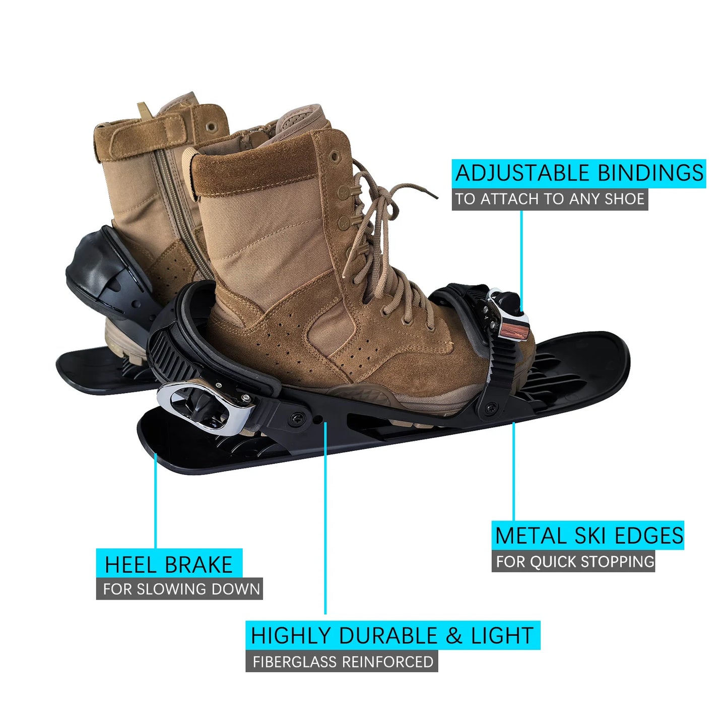 Adult Mini Ski Skates Snow Short Adjustable Bindings Portable Skiing Shoes Skiboard Snowblades for Winter Sports