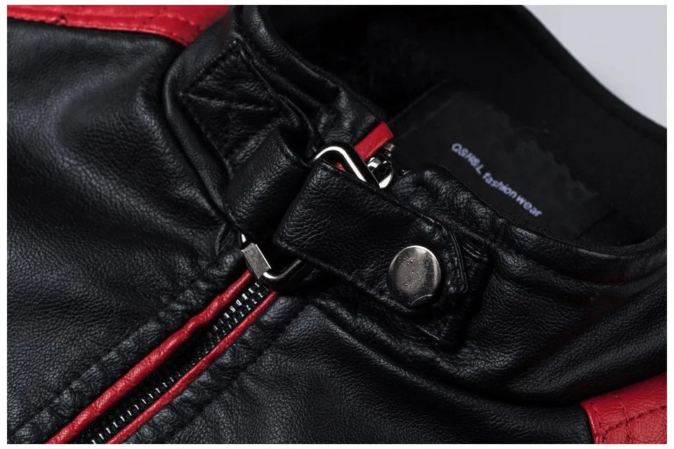 Men's Casual Biker PU Leather Jacket New 2025 Fashion Color Block British Style Motorcycle Jacket Men's Clothing Outerwear
