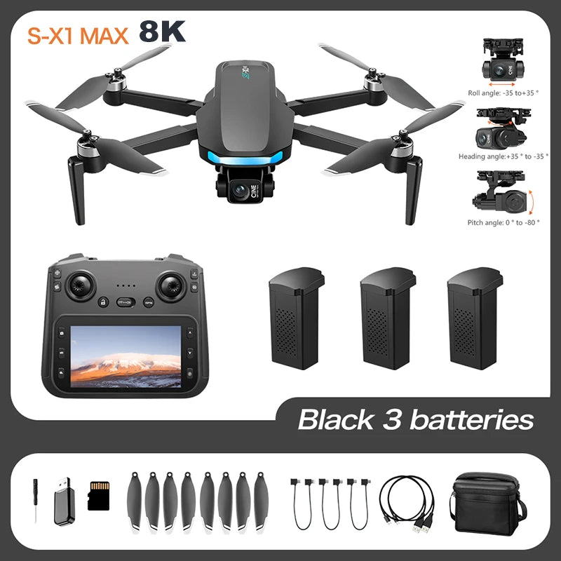 Original S-X1 Drone 4K Aerial Photography Wide Angle Dual Camera WIFI FPV Professional With Brushless RC Foldable Quadcopter Toy