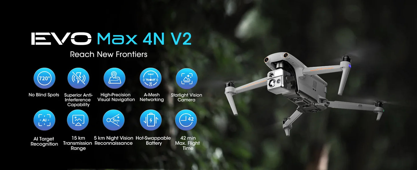 Autel Robotics EVO Max 4N V2, 4-in-1 Night Vision &Thermal Imaging Drone with 8K Professional GPS 25KM,Long Transmission Range