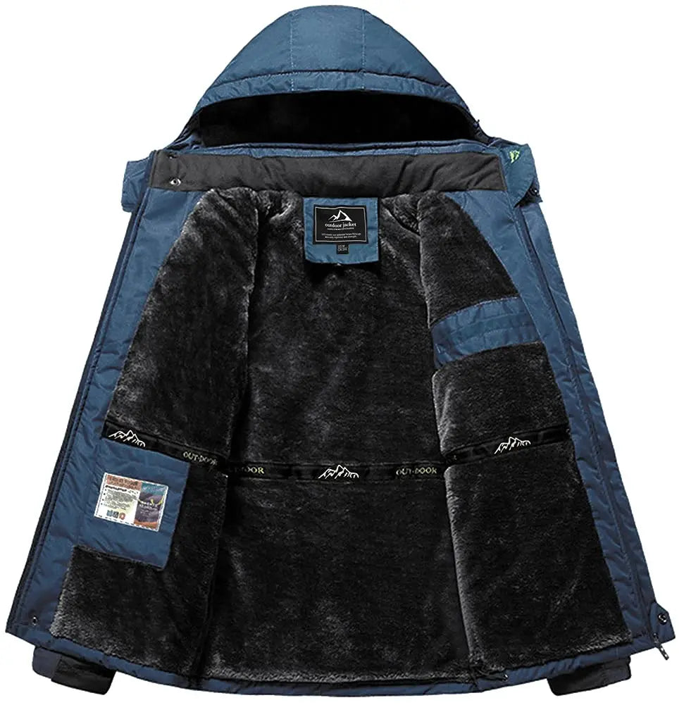 TACVASEN Winter Fleece Lining Jackets Waterproof Mens Ski Snowboard Parka Windproof Removable Hoodie Coats Casual Windbreaker