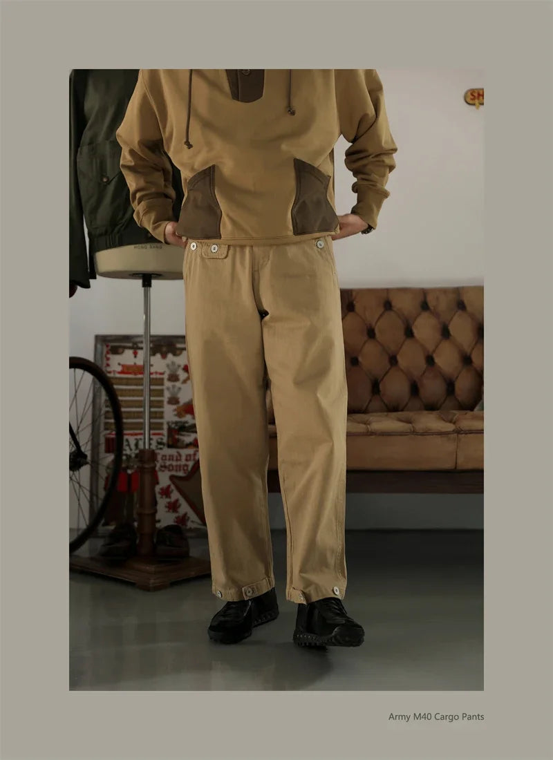 Second Order Army M40 Cargo Pants German Style Vintage Inspired Chino Trousers