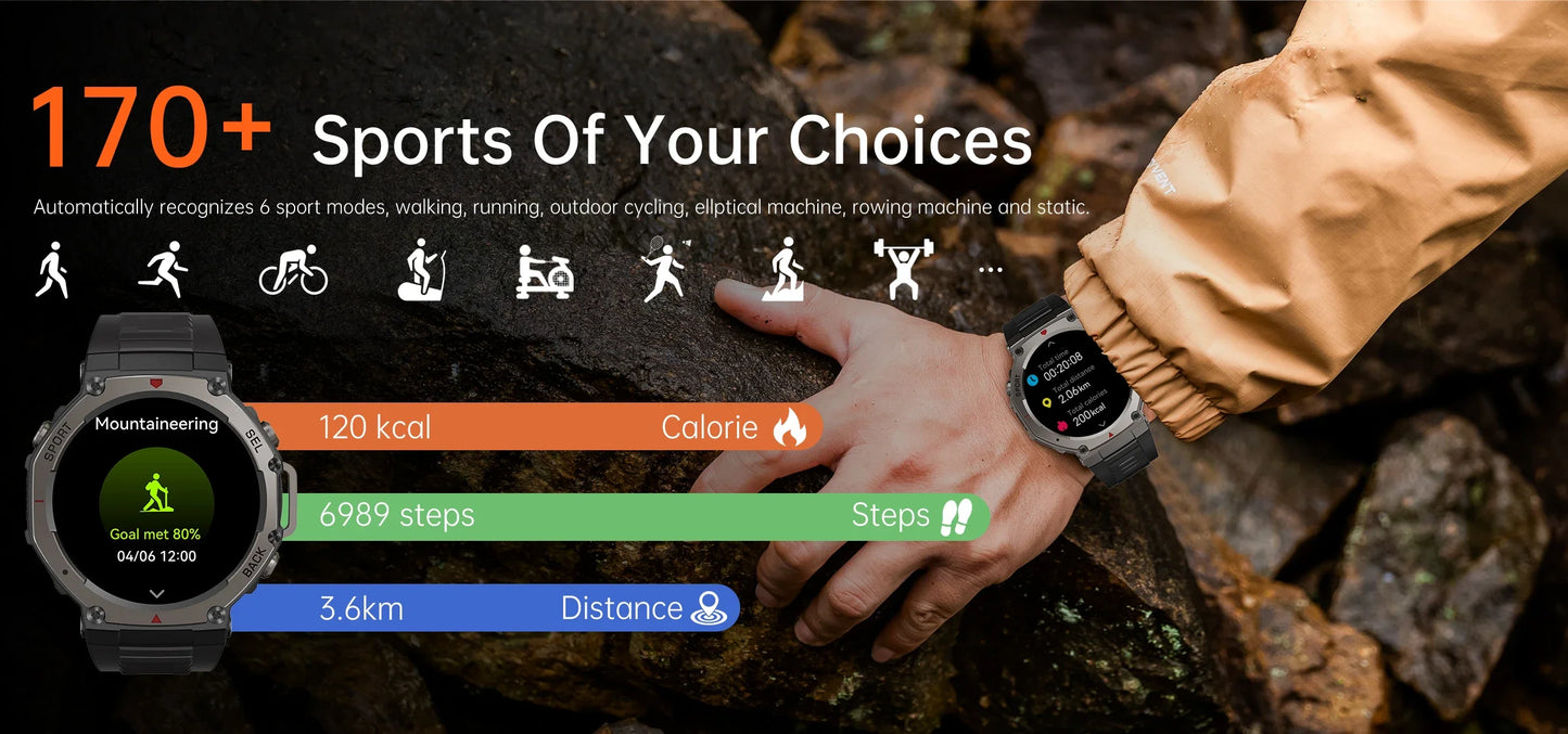 Original T-Rex 3 2025 For Amazfit Military gps smartwatc Built-in Compass Altimeter 10ATM Waterproof Sports Smartwatch Men Women