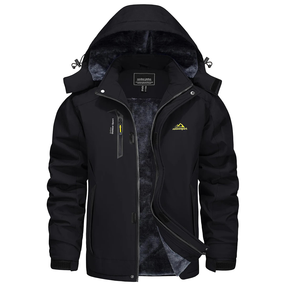 TACVASEN Men's Fleece Lined Skiing Jacket Windproof Detachable Hood Winter Thicken Warm Parkas Waterproof Outdoors Working Coat