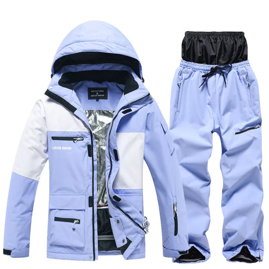 New Men Women Skiing and Snowboard Overalls Ski Suit Winter Thermal Waterproof Windproof Mountain Snowsuit Jacket and Pants Set