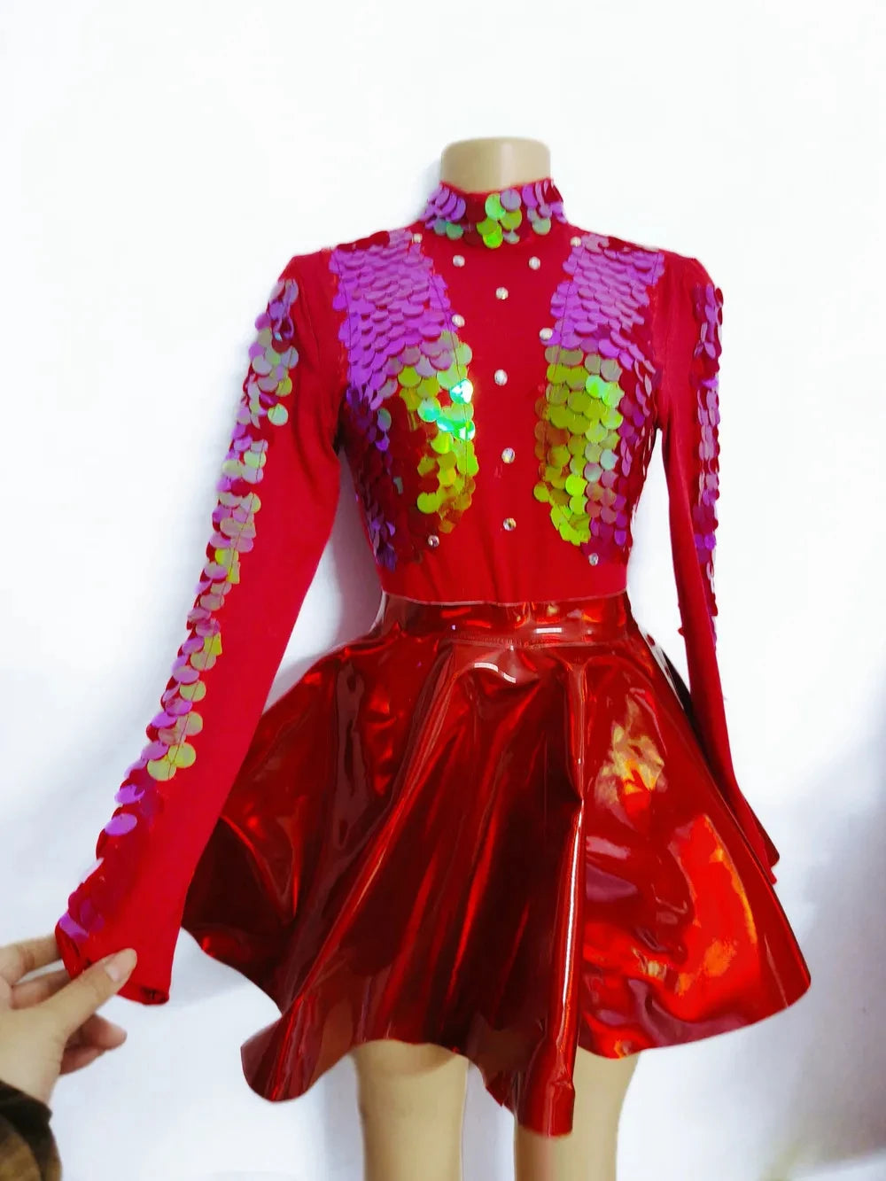 Sexy Mermaid Cosplay Jumpsuit Women Colorful Sequins Fish Scale Rhinestone Bodysuit Masquerade Party Dress Gogo Dancer Swimsuits