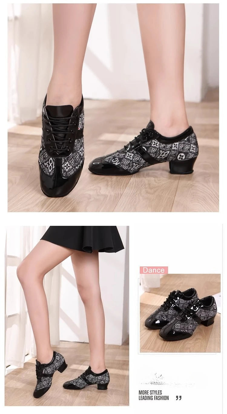 Latin Dance Shoes Women/Men Ballroom Tango Modern Dance Sneaker Adults Jazz Training Lace-Up Dancing Shoes