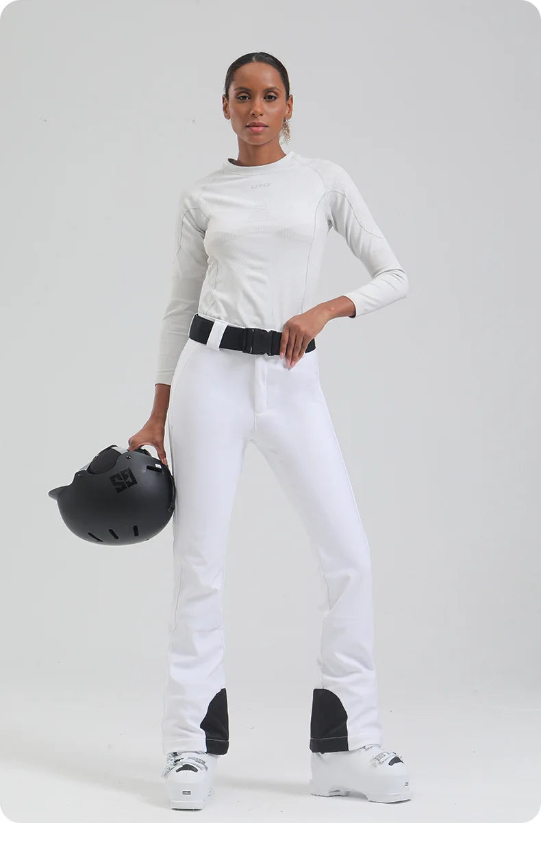 Ski pants New women's double-board 스노우보드복 slimming windproof waterproof thickened warm and elastic sports snow pants