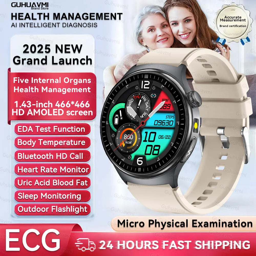 Nursing Grade Health Smartwatches For Men Women Precision Detection Heart Rate Blood Fats Uric Acid Blood Pressure ECG Smart Wat
