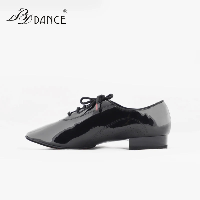 TOP Dance Shoes Latin Shoe Modern  Men Cowhide Two-point Sole Oxford Cloth Grid Pattern Authentic Sock Bag BDDANCE309 Breathable