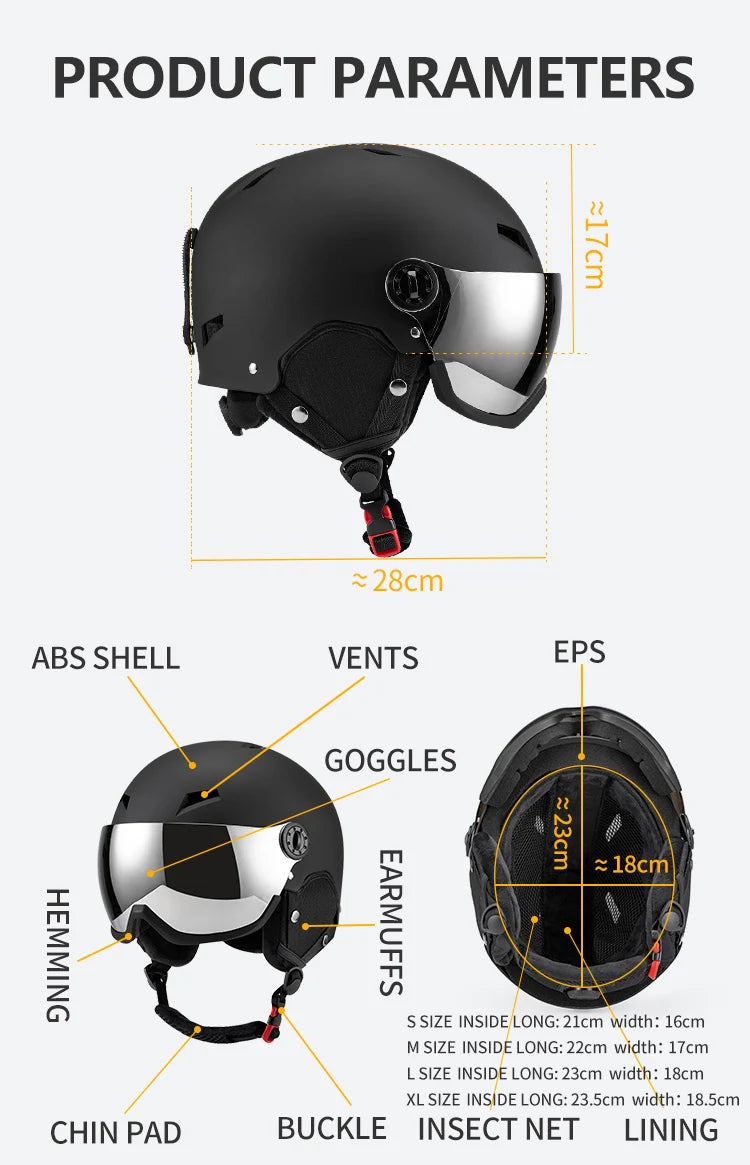 Eastinear's New Lightweight All-in-one Goggles Ski Helmet Men's and Women's Children's Outdoor Skiing and Snowboarding Equipment