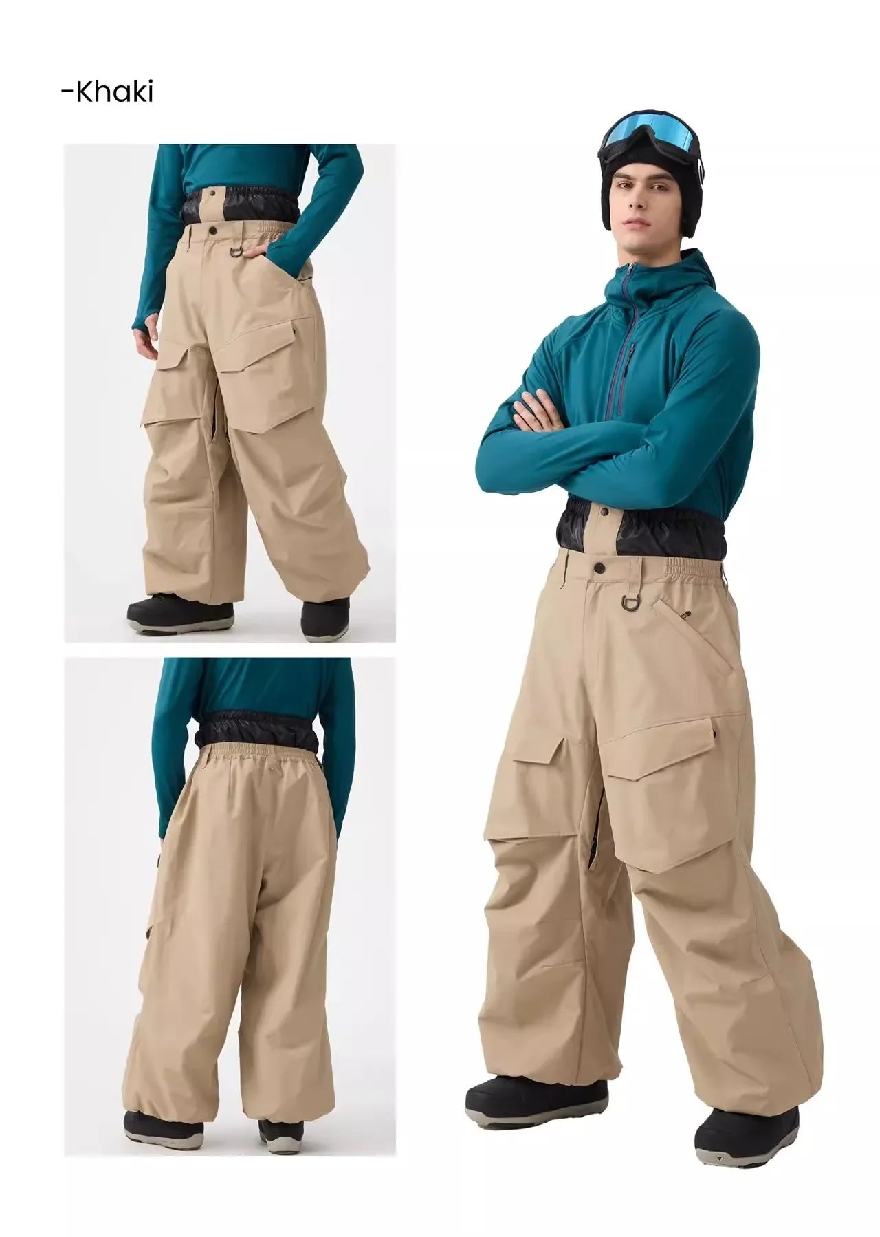 Men Baggy Wear-resistant Skiing Pants Women Insulated Loose Pockets Winter Trousers Outdoor Sports Waterproof Clothes 2025 Warm