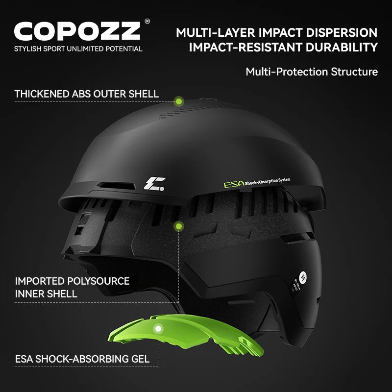 COPOZZ Winter Ski Helmet One-piece Adult Universal Snow Helmet Skating Ski Snowboard Outdoor Sports Helmets with RECCO Reflector