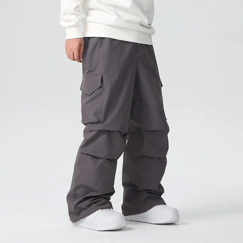 New Men Skiing Pant Solid Sport Warm Windproof Breathable Outdoor Ski Pants Pocket Waterproof Snow Women Adult Snowboard Pant