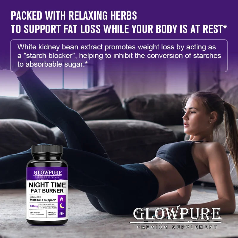 60pcs Powerful Natural Night time Fat Burning Cellulite Weight Loss Pills for Lean Physique Detoxification Promotes Metabolism