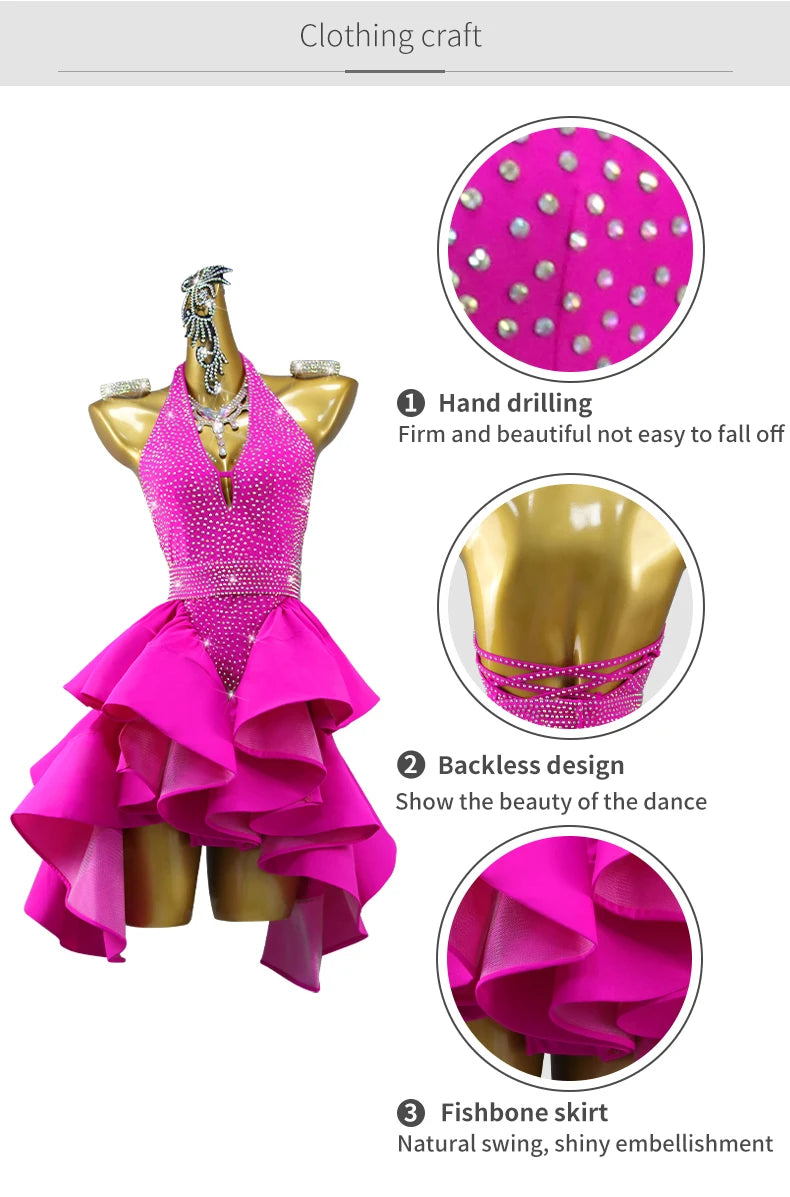 Latin Dance Competition Dresses Dancewear Skirt Womens Top Suit Female Urban Ballroom Girls Sexy New Costume Sport Party Clothes
