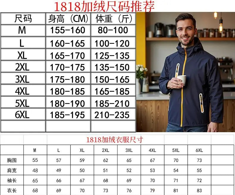 Unisex Fleece Lined Solid Color Jacket, Plus Size Windproof Delivery Coat for Hiking, Custom Logo Winter Set