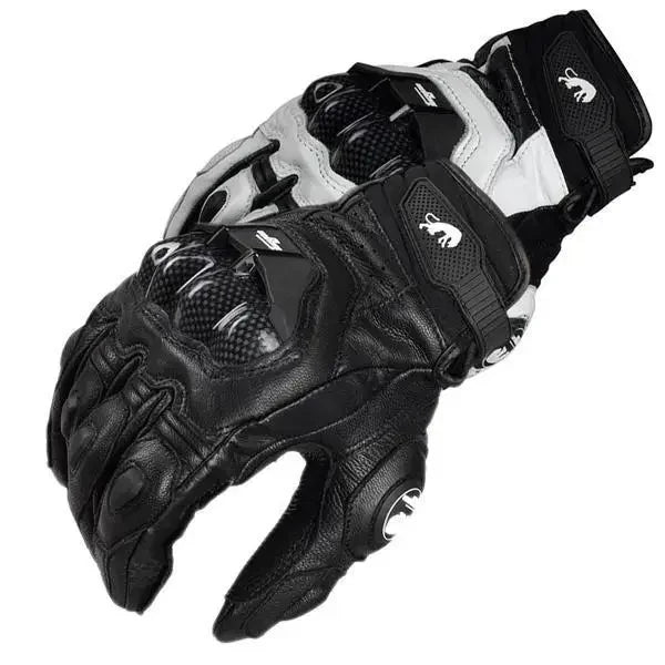 Mens Women 4 Season Driving Supertech Black/White Motorcycle Leather Gloves Racing Glove Motorbike Cowhide Race Bike Knight