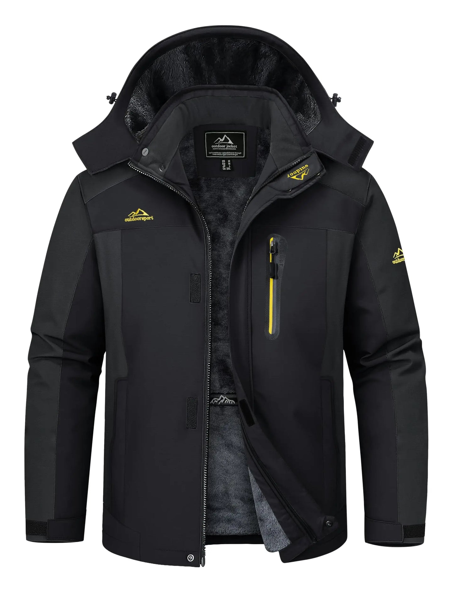 TACVASEN Winter Fleece Lining Jackets Waterproof Mens Ski Snowboard Parka Windproof Removable Hoodie Coats Casual Windbreaker